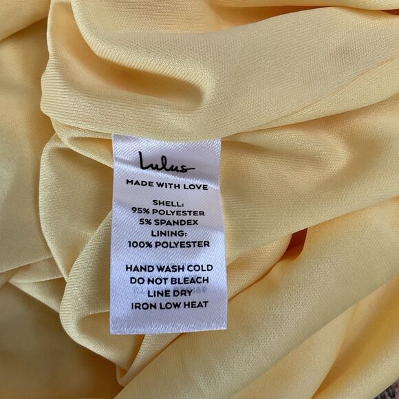 Lulus Social Sensation Dress Women's L Light Yellow Mini Square Bodycon NWT - Picture 11 of 11